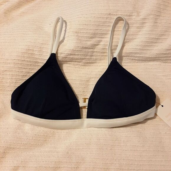 Lively Navy Blue White Triangle Swim Bra Small - Picture 1 of 6